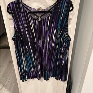 Stylish Women's Sleeveless Top - Purple and Blue Stripes